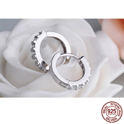 LByzHan 100% Real 925 Sterling Silver Crystal Circle Earring For Women Making Jewelry Gift Wedding Party Engagement E024