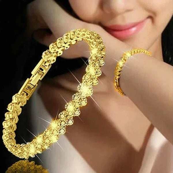 Bohemian Gold Bracelet for Women Rhinestone Leaves Chain Bangle Luxury 18K Gold Braided Wedding Jewelry Christmas Gift Jewelry