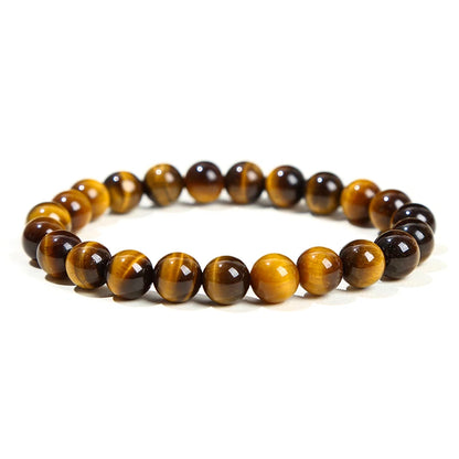Natural Stone Bead Bracelet – Stretch Fit, 6–10mm Beads, Everyday Wear