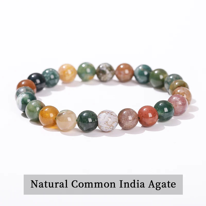 Natural Stone Bead Bracelet – Stretch Fit, 6–10mm Beads, Everyday Wear