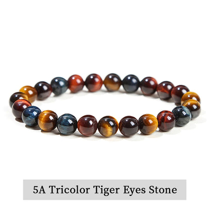 Natural Stone Bead Bracelet – Stretch Fit, 6–10mm Beads, Everyday Wear