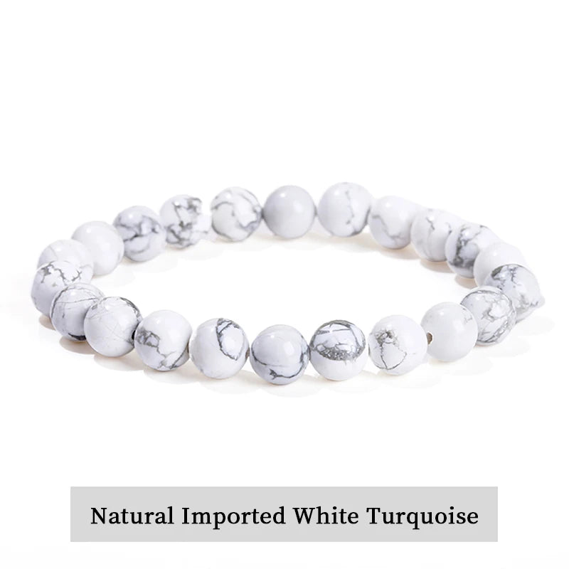 Natural Stone Bead Bracelet – Stretch Fit, 6–10mm Beads, Everyday Wear