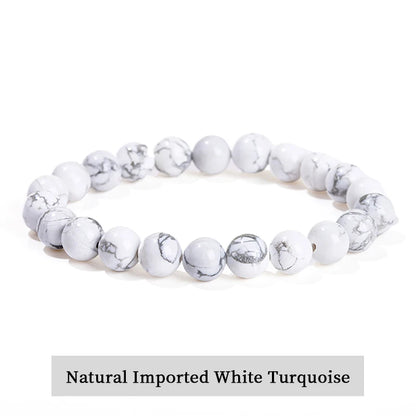 Natural Stone Bead Bracelet – Stretch Fit, 6–10mm Beads, Everyday Wear