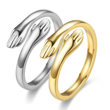 Adjustable Hug Ring | Adjustable Open Band, Gold Silver Finish, Comfort Fit