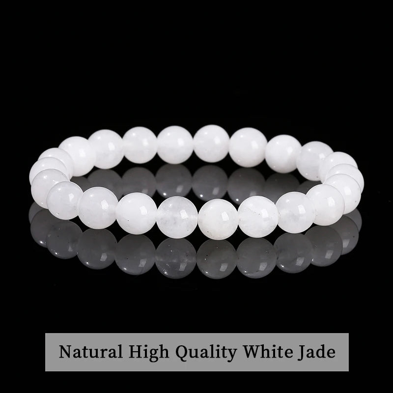 Natural Stone Bead Bracelet – Stretch Fit, 6–10mm Beads, Everyday Wear