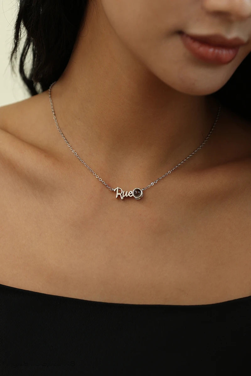 Custom Name Necklace with Photo Projection Stainless Steel Chain Personalized Gift for Mom Daughter Her Valentine Day