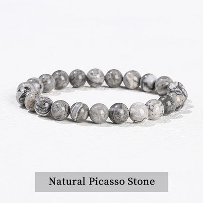 Natural Stone Bead Bracelet – Stretch Fit, 6–10mm Beads, Everyday Wear