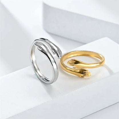 Adjustable Hug Ring | Adjustable Open Band, Gold Silver Finish, Comfort Fit