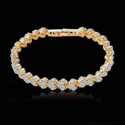 Bohemian Gold Bracelet for Women Rhinestone Leaves Chain Bangle Luxury 18K Gold Braided Wedding Jewelry Christmas Gift Jewelry