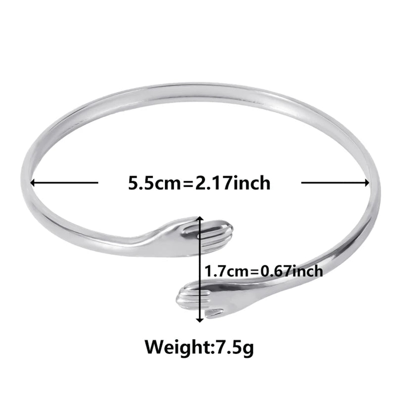 Romantic Hug Hands Embrace Adjustable Open Bracelet Love Hand Cuff Thin Bangle for Women Men Couple Jewelry Chic Wedding Gifts