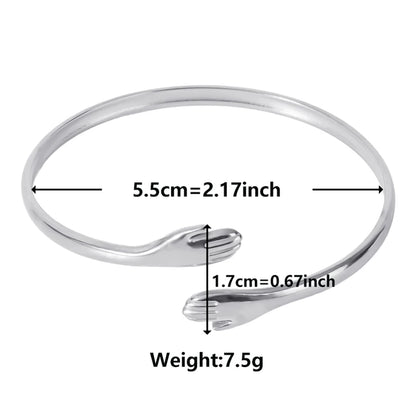 Romantic Hug Hands Embrace Adjustable Open Bracelet Love Hand Cuff Thin Bangle for Women Men Couple Jewelry Chic Wedding Gifts